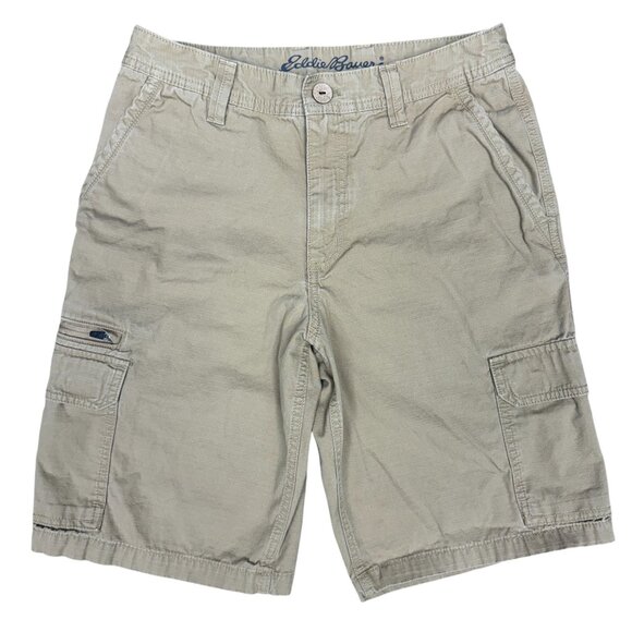 EUC Men's EDDIE BAUER Tan Cargo 11" Shorts Many Pockets | Size 30 - Picture 1 of 10